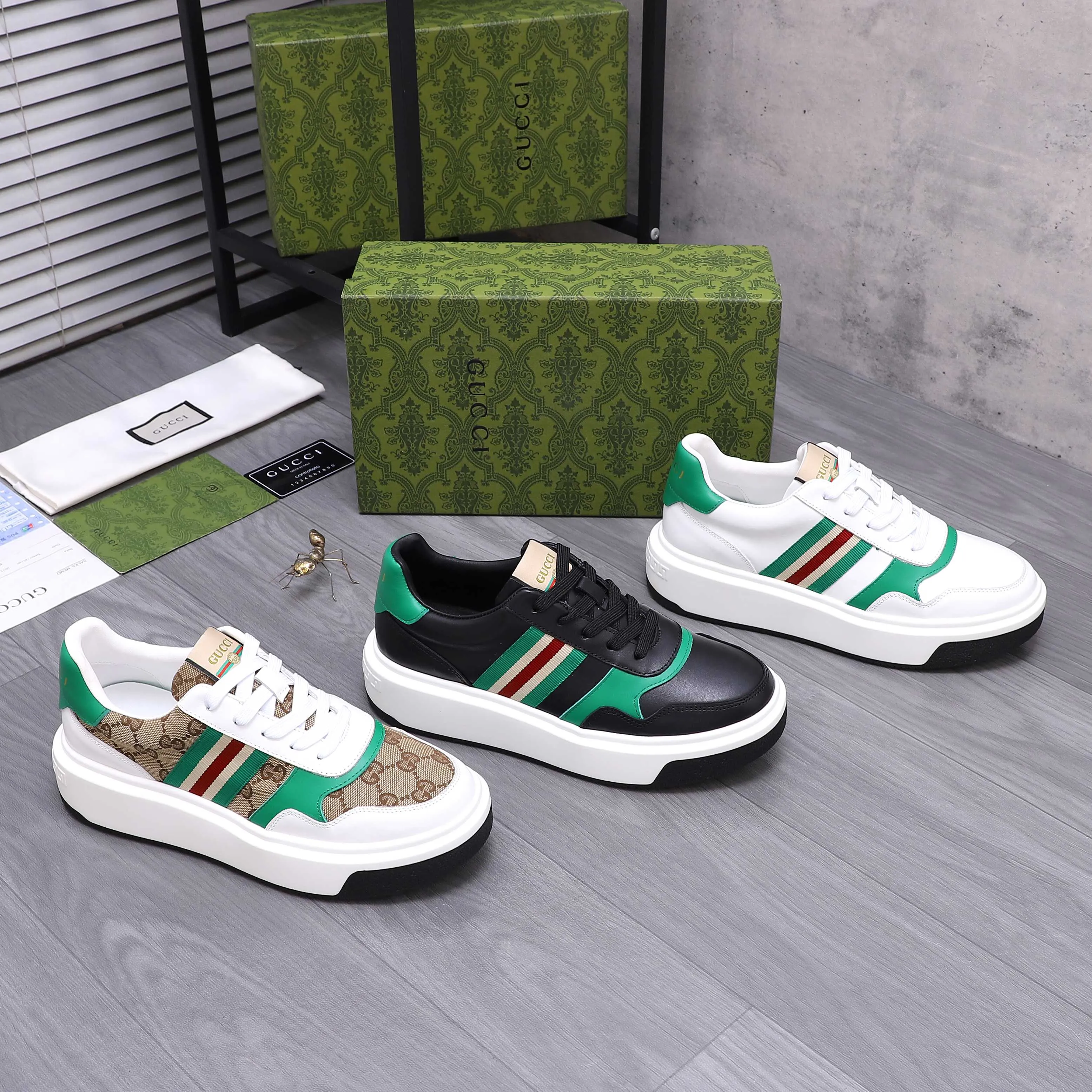 Men's shoes 💰460 Product trademark: GUCCI "Gucci" men's casual sneakers Regular size: 38-44 Product material: Selected cowhide stitching breathable woven upper Sheepskin lining Rubber outsole